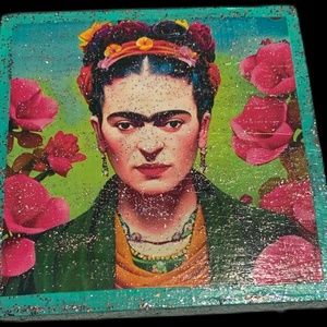 Handcraft wood jewelry box Art Deco Cartoon Green glitter color box